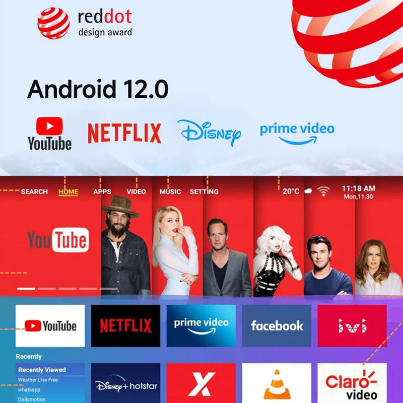 Lenovo Portable 4K Projector 100M Android 12 WIFI 6 TOF No-Sense Auto Focus Outdoor Full HD Projector Video Movie Home Theater